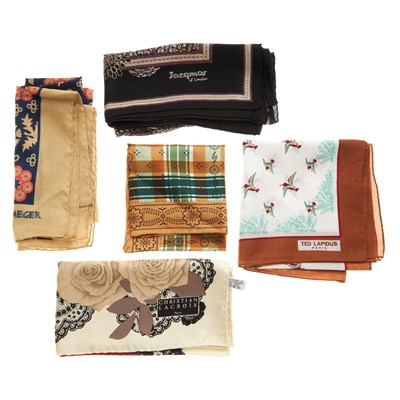 Lot 361 - A selection of silk scarves and handkerchiefs,...