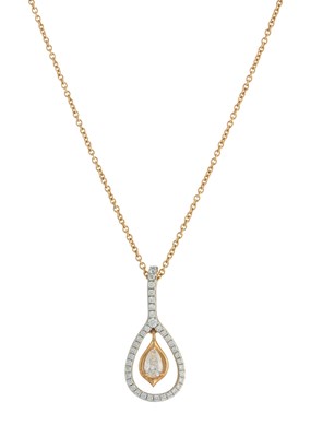 Lot 376 - An 18ct gold pear-shape diamond drop pendant,...