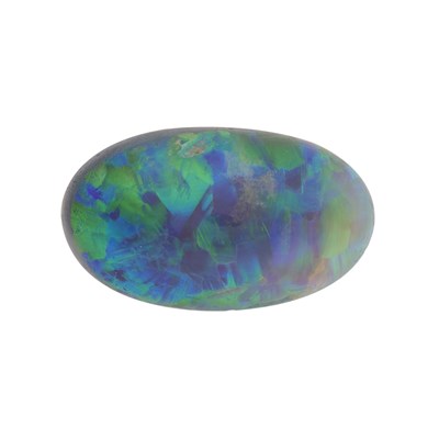 Lot 379 - An oval-shape black opal cabochon, weighing...