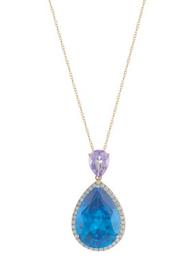 Lot 396 - An 18ct gold blue topaz, amethyst and...