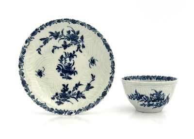 Lot 967 - A Worcester blue and white tea bowl and saucer,...