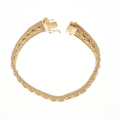 Lot 173 - A 9ct gold rope-twist bracelet, with push piece clasp