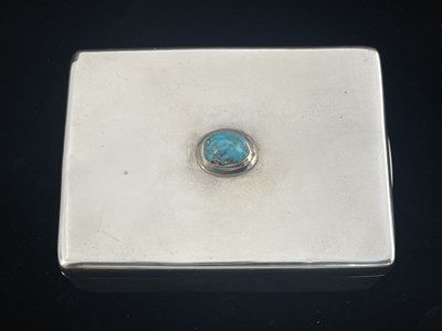 Lot 76 - Liberty and Co., an Arts and Crafts silver and turquoise set box, Birmingham 1910