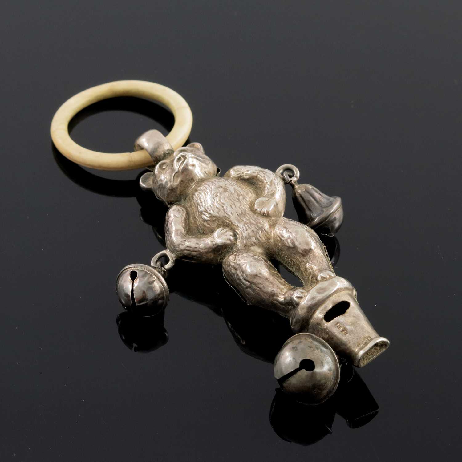 Lot 149 - An Edwardian novelty silver baby's rattle,...