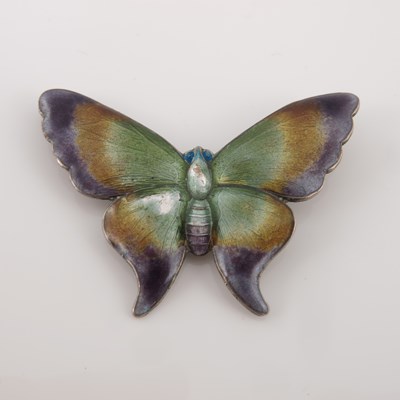 Lot 295 - Two silver and enamelled butterfly brooches,...