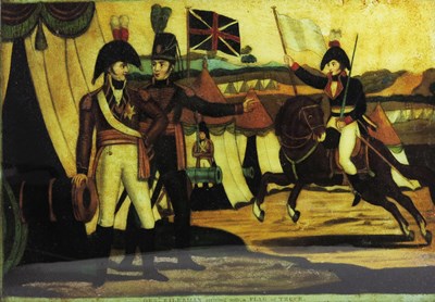 Lot 386 - Two George III reverse glass mezzotints, Field...