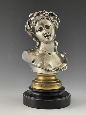 Lot 687 - A 19th century silvered bronze bust of...