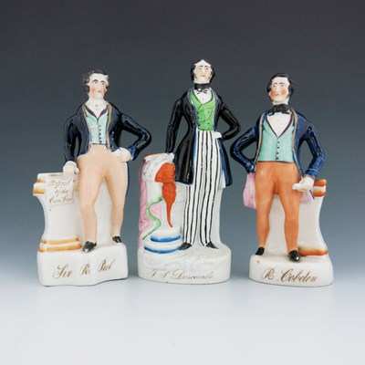 Lot 1088 - Three Staffordshire figures, Richard Cobden,...