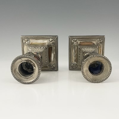 Lot 17 - A pair of Victorian silver square-base dwarf...