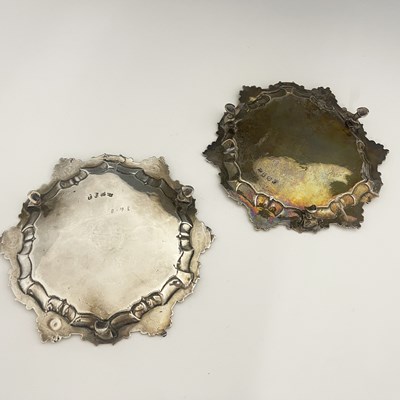 Lot 57 - A pair of George II silver card trays or...