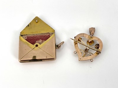 Lot 12 - A 9 carat gold combination envelope stamp case...