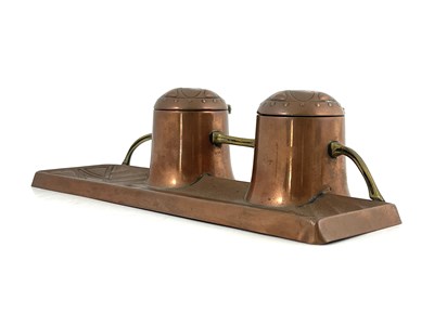 Lot 733 - WMF, a Jugendstil copper and brass double...