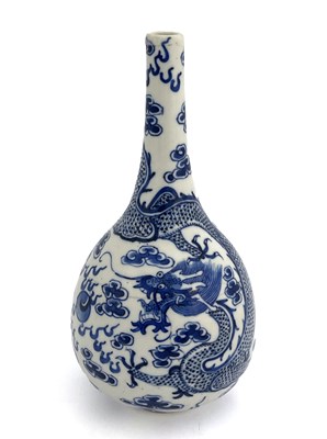 Lot 453 - A Chinese blue and white bottle vase, probably...