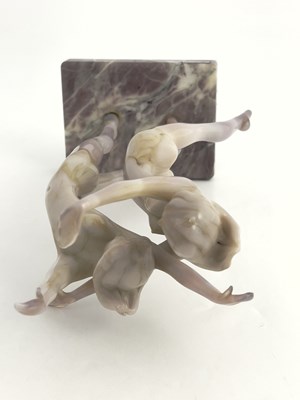 Lot 754 - Istvan Komaromy, a glass lampwork figure group,...