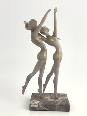 Lot 754 - Istvan Komaromy, a glass lampwork figure group,...