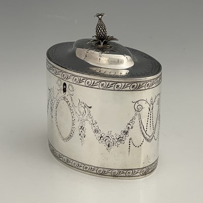 Lot 59 - A George III silver Neoclassical tea caddy, of...