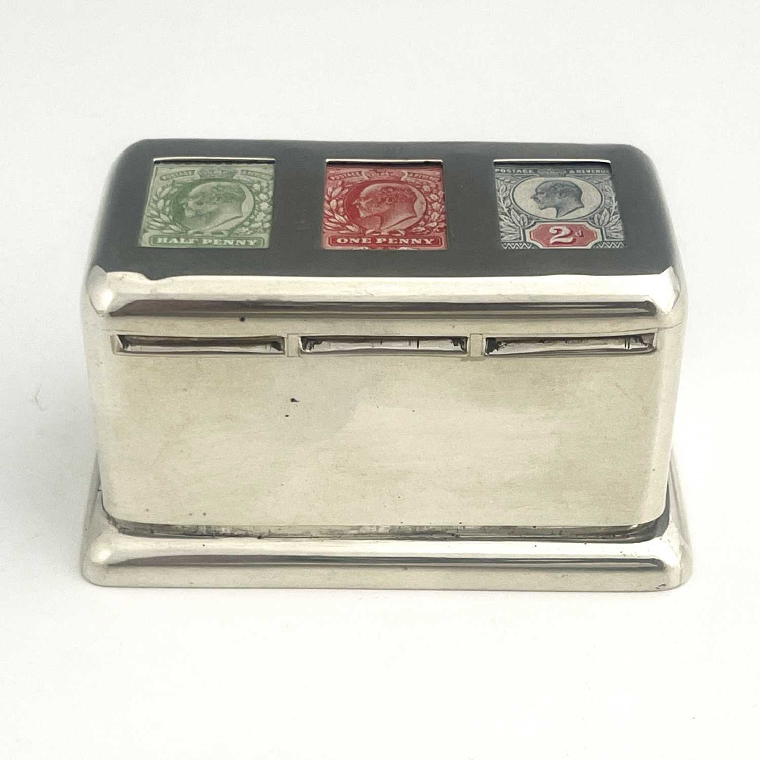 Lot 60 - An Edwardian silver triple stamp box, of...