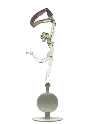 Lot 523 - Istvan Komaromy, a marbled glass lampwork...