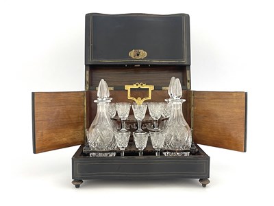 Lot 673 - An Edwardian boxed cut glass liqueur set, the...