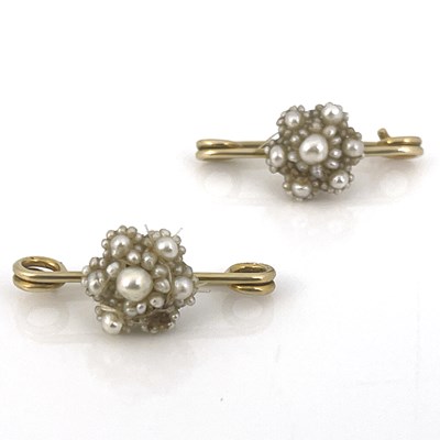 Lot 14 - A pair of Victorian natural pearl cluster...