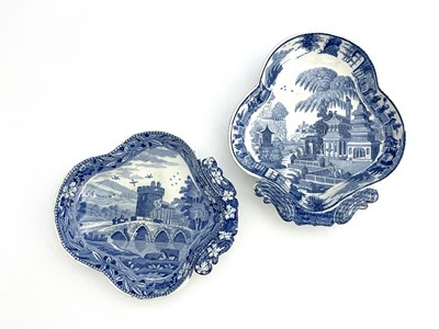 Lot 813 - Two Spode blue and white strawberry dishes,...