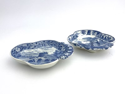 Lot 813 - Two Spode blue and white strawberry dishes,...