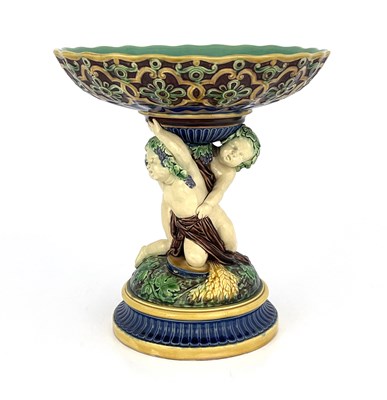 Lot 792 - A Minton majolica figural comport, 1863,...