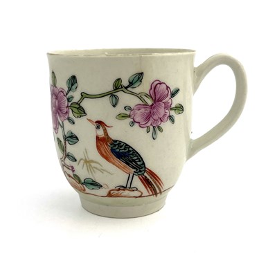 Lot 796 - A Worcester polychrome coffee cup, circa 1768,...