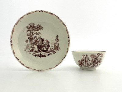 Lot 1003 - A Worcester Hancock transfer printed tea bowl...