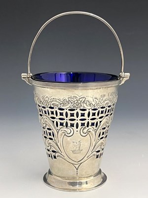 Lot 60A - A Victorian silver glassed lined cream pail,...