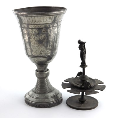 Lot 693 - A collection of pewter, to include a large...