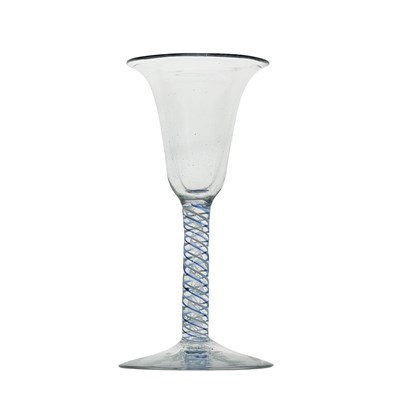 Lot 433 - A colour twist wine glass, circa 1760, the...