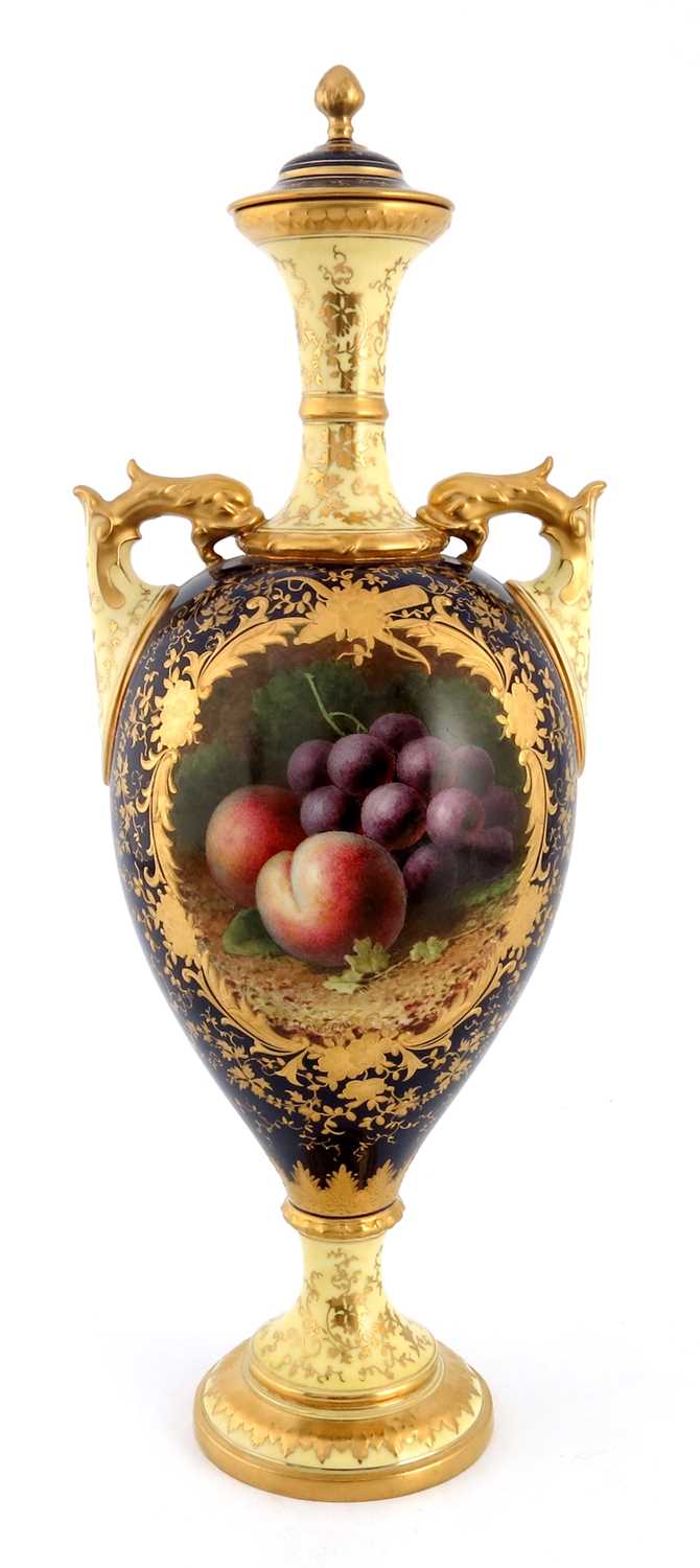 Lot 1015 - T H Chivers for Coalport, a large twin handled...