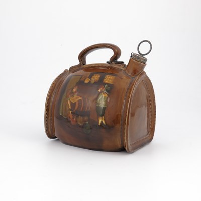 Lot 1085 - A Royal Doulton Kingsware leather bottle...