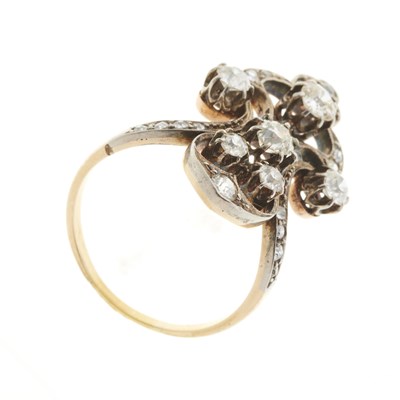 Lot 103 - A late Victorian gold and silver diamond openwork dress ring