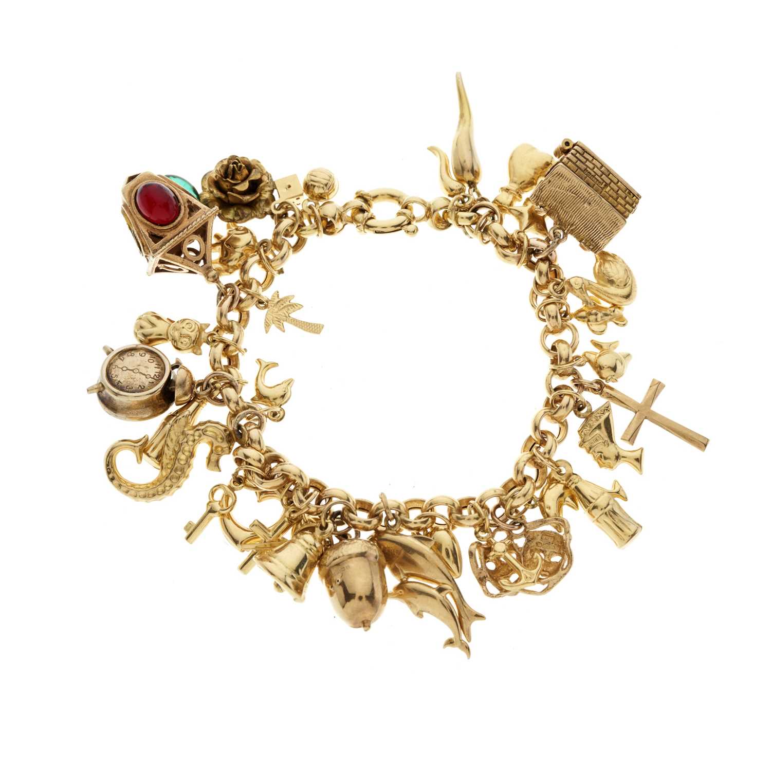 Lot 42 - A 9ct gold charm bracelet