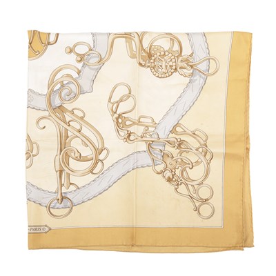 Lot 387 - Hermes, a Profile Sellier silk scarf, designed...