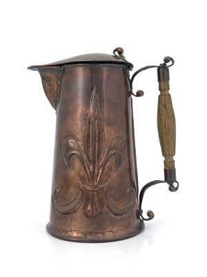 Lot 155 - An Arts and Crafts copper lidded jug, repousse...