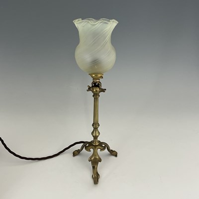 Lot 168 - An Arts and Crafts brass Pullman type lamp,...