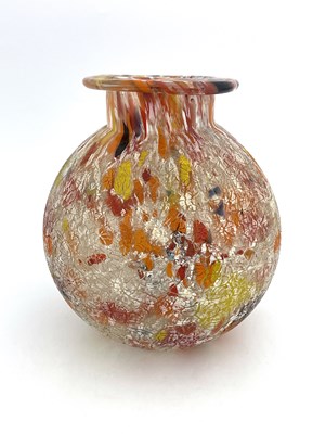 Lot 602 - A large Art Deco crackled candy glass vase,...