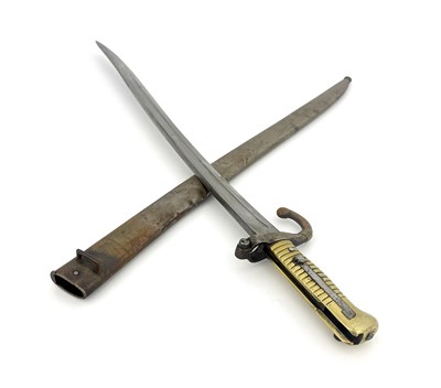 Lot 274 - A Dutch 1873 yataghan sword bayonet, brass...