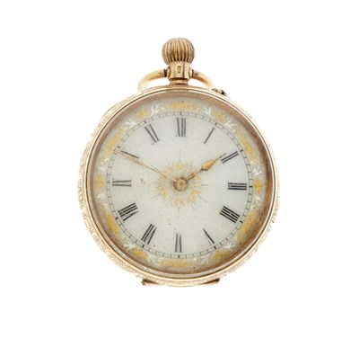 Lot 218 - A late 19th century 14ct gold enamel open face pocket watch