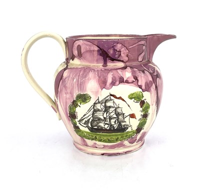 Lot 840 - A pink lustre jug, circa 1830, North East...