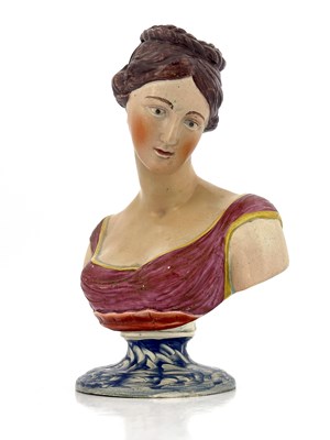 Lot 848 - A Staffordshire pottery bust, attributed to...