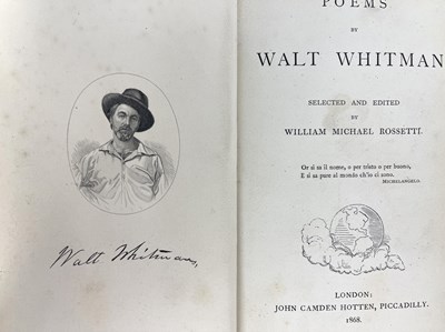 Lot 284 - Whitman, Walt and Rossetti, W M (ed), 1868,...