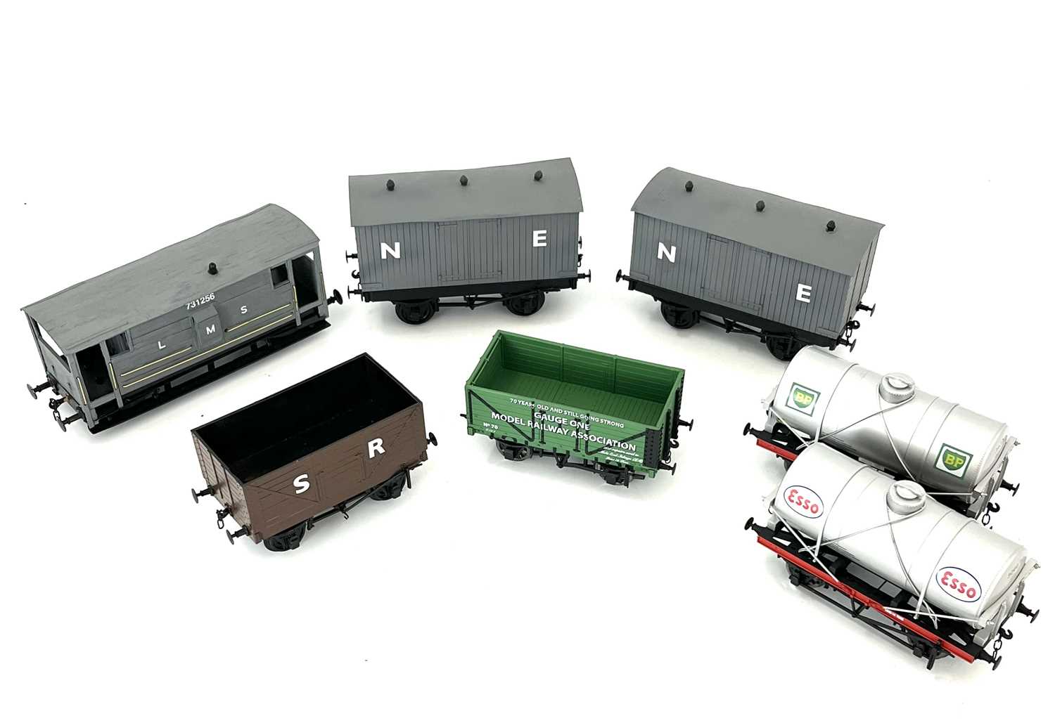 Lot 190 - A group of gauge 1 wagons and tankers,...