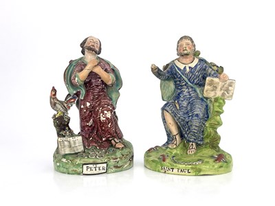 Lot 857 - Two Staffordshire pottery pearlware figures,...