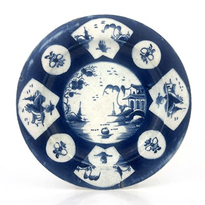 Lot 819 - A Bow powder blue plate, circa 1760, decorated...