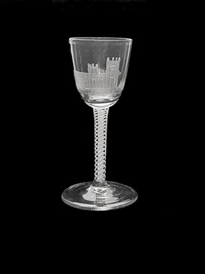 Lot 655 - An opaque twist wine glass, circa 1765, the...