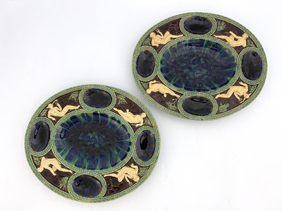 Lot 787 - Two Minton type Majolica Fecundity dishes,...